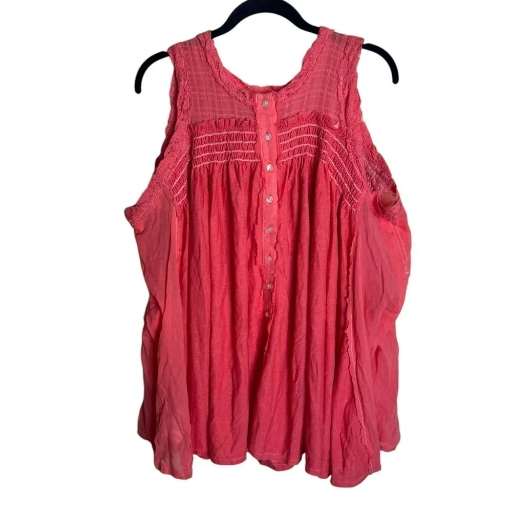 NWT Free People Sea Breeze Tunic Coral Pink boho bohemian